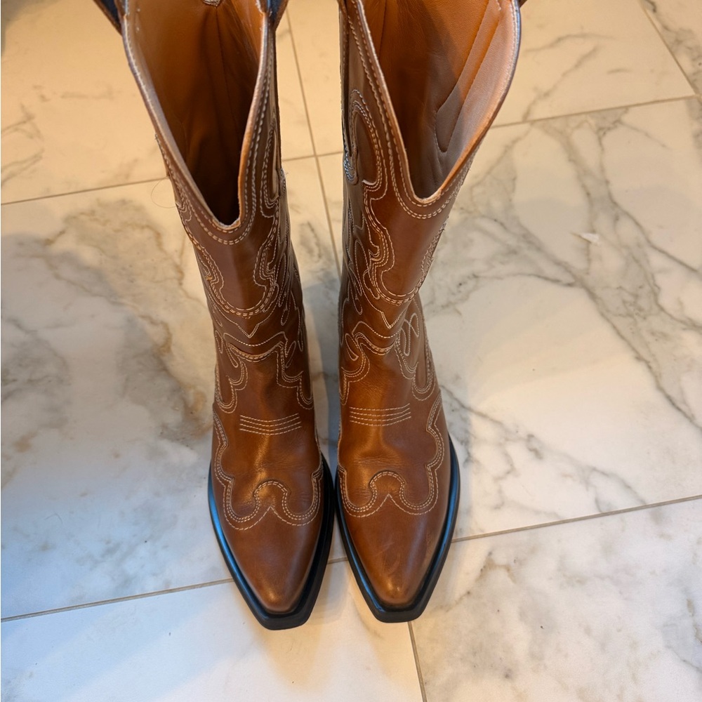 Ganni Mid Shaft Embroidered Westerj Boots (Size 42 EU) - Picture 4 of 9